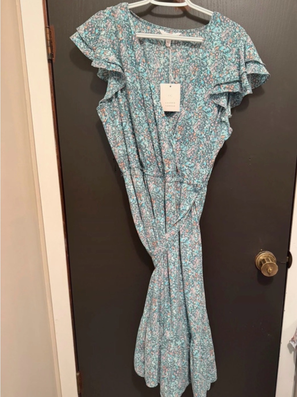 Floral Ruffle Sleeve Lauren Conrad Dress - Blue
